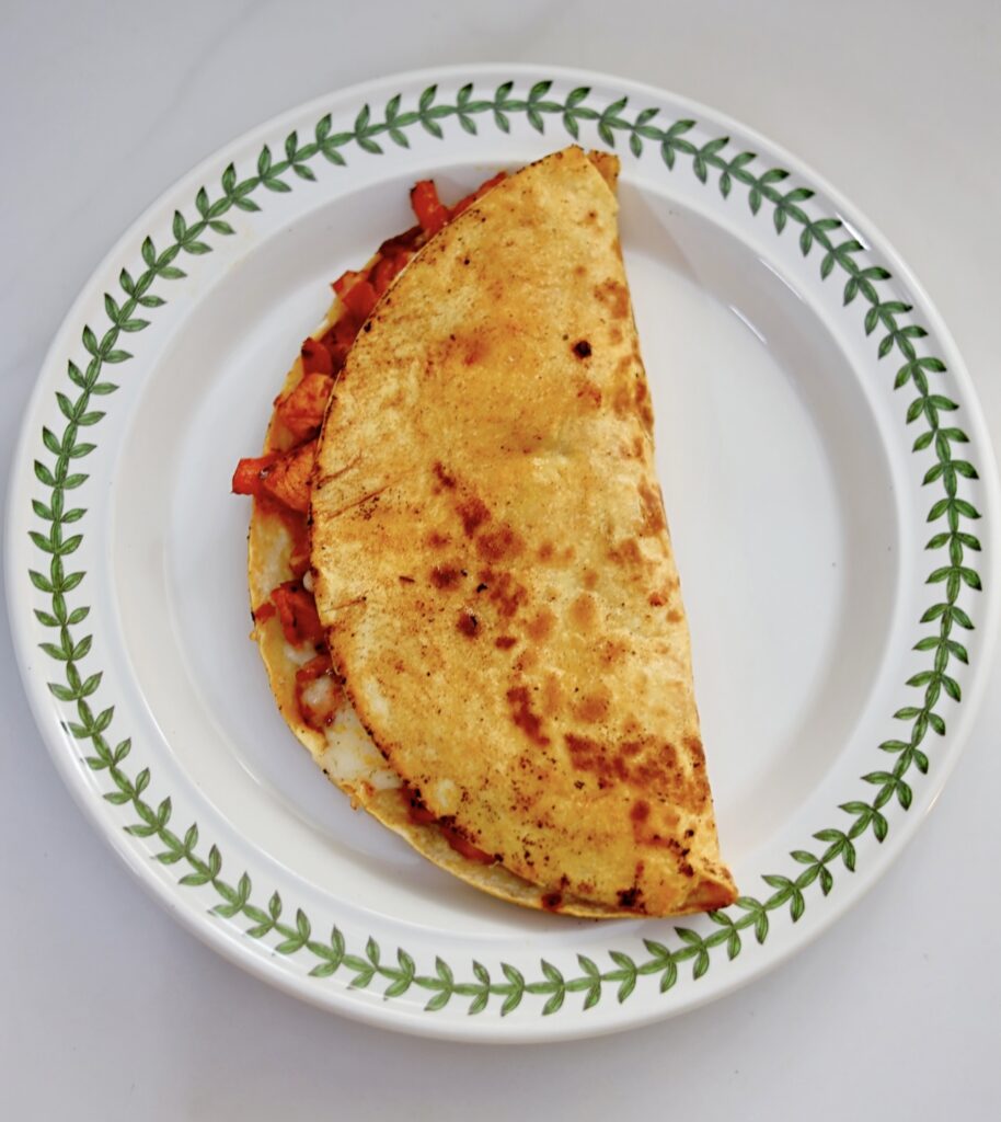 chicken suya quesadilla